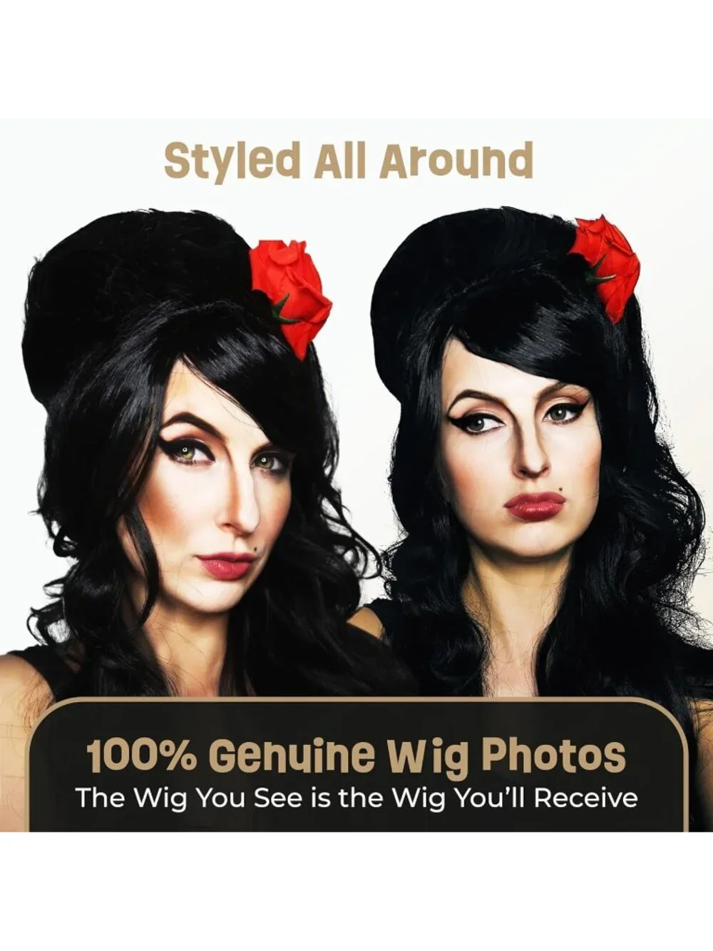 Women's Black 4 10 Inch Heat Resistant Realistic Disco Long Curly Hair Wigs